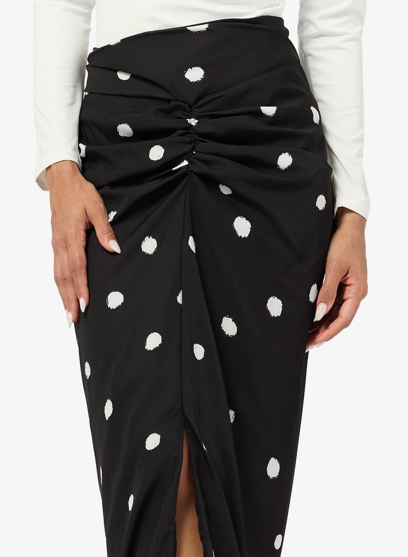 Ginger Polka Dot Ruched Column Skirt - Image 2
